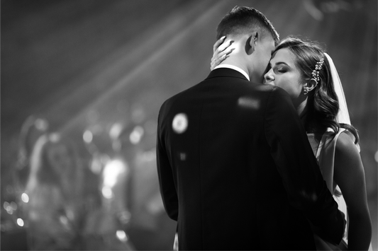 wedding couple dancing in a venue