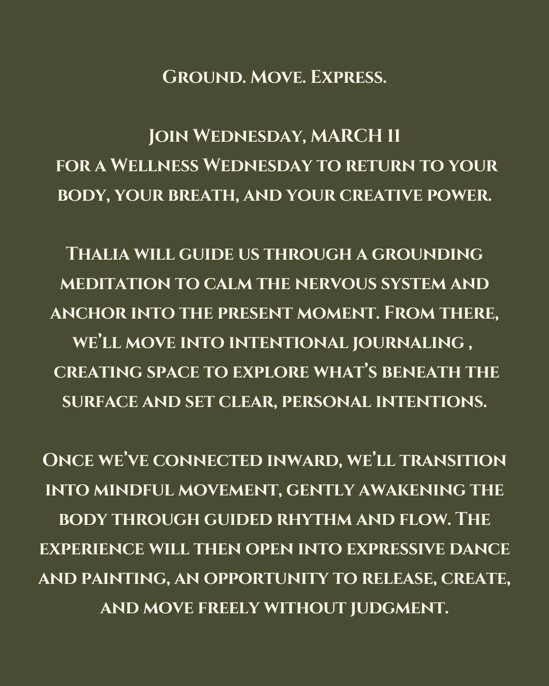 Wellness Wednesdays 10am-11:30am: Accessible healing, rooted in community