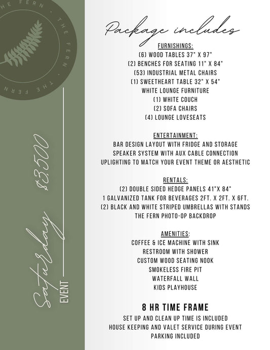Saturday event package